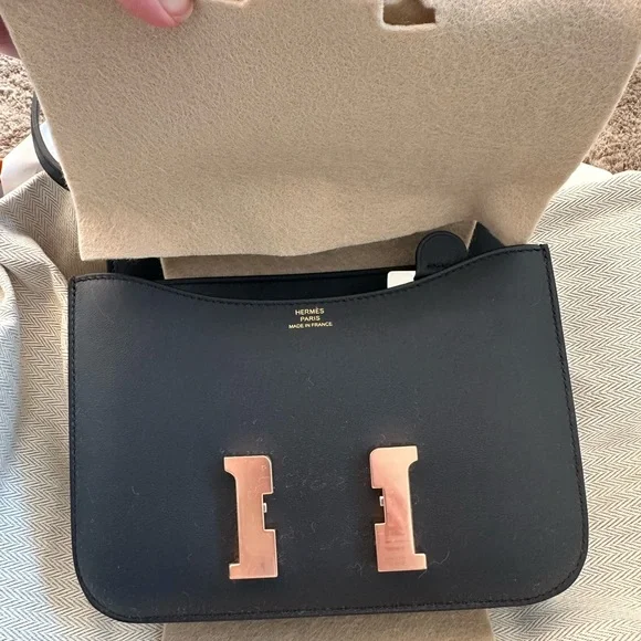 BRAND NEW Mini Constance with RGHW! Hermes Constance 18 noir indigo black B - Picture 2 of 8